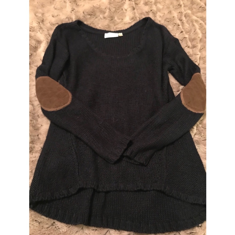 Navy knit sweater with elbow patches